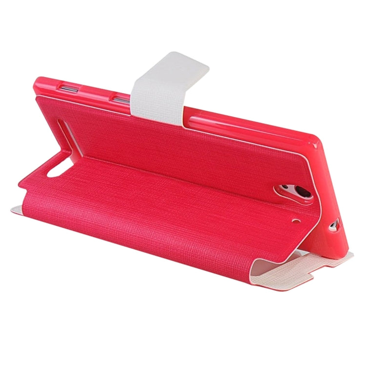 Cross Texture Color Matching Horizontal Flip Leather Case with Call Display ID & Holder for Sony Xperia C3