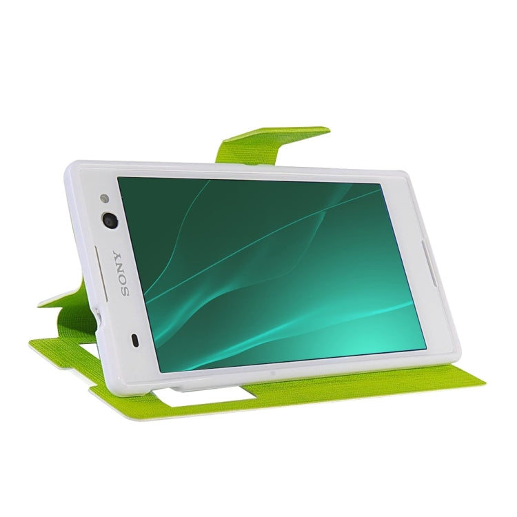 Cross Texture Color Matching Horizontal Flip Leather Case with Call Display ID & Holder for Sony Xperia C3