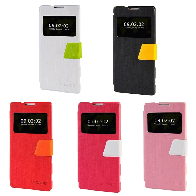 Cross Texture Color Matching Horizontal Flip Leather Case with Call Display ID & Holder for Sony Xperia C3