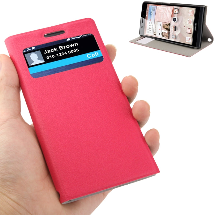 Pebble Texture Ultrathin Horizontal Flip Leather Case with Holder & Call Display ID for Huawei Ascend P6