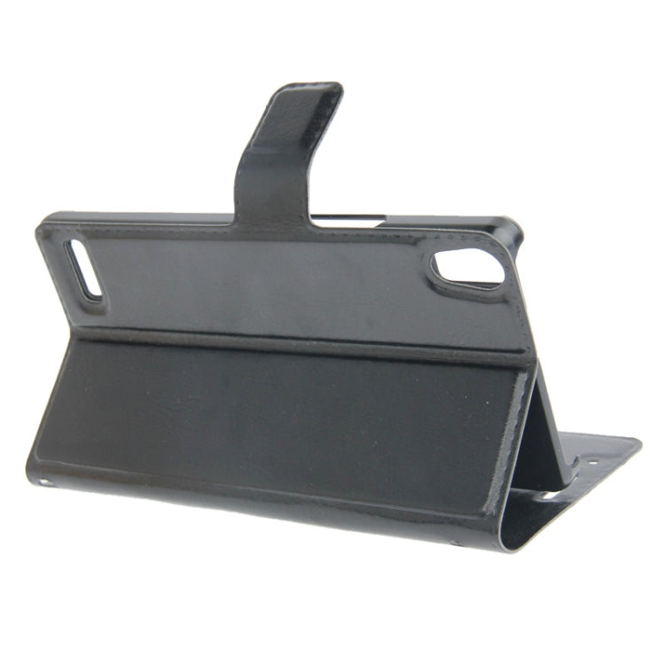 Crazy Horse Texture Leather Case with Credit Card Slots & Holder for Huawei Ascend P6