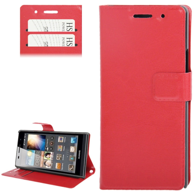 Crazy Horse Texture Leather Case with Credit Card Slots & Holder for Huawei Ascend P6