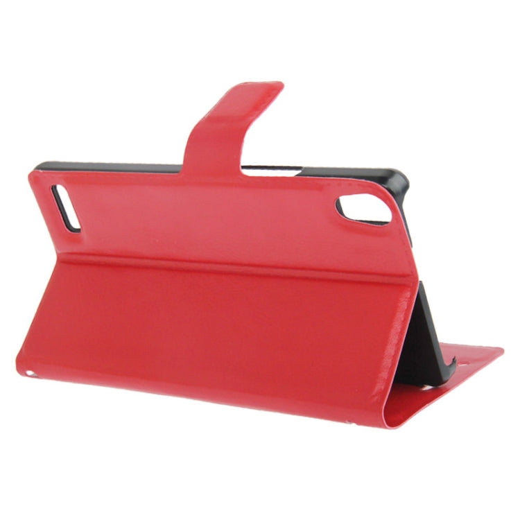 Crazy Horse Texture Leather Case with Credit Card Slots & Holder for Huawei Ascend P6