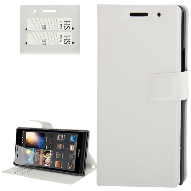Crazy Horse Texture Leather Case with Credit Card Slots & Holder for Huawei Ascend P6