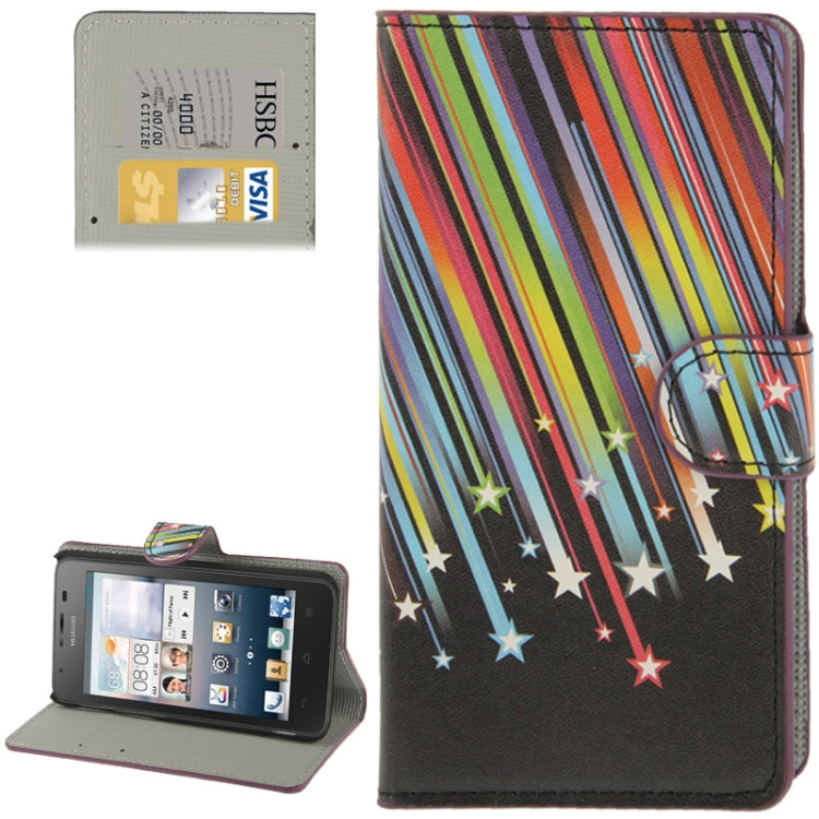 Colorful Meteor Pattern Leather Case with Credit Card Slots & Holder for Huawei Ascend G510