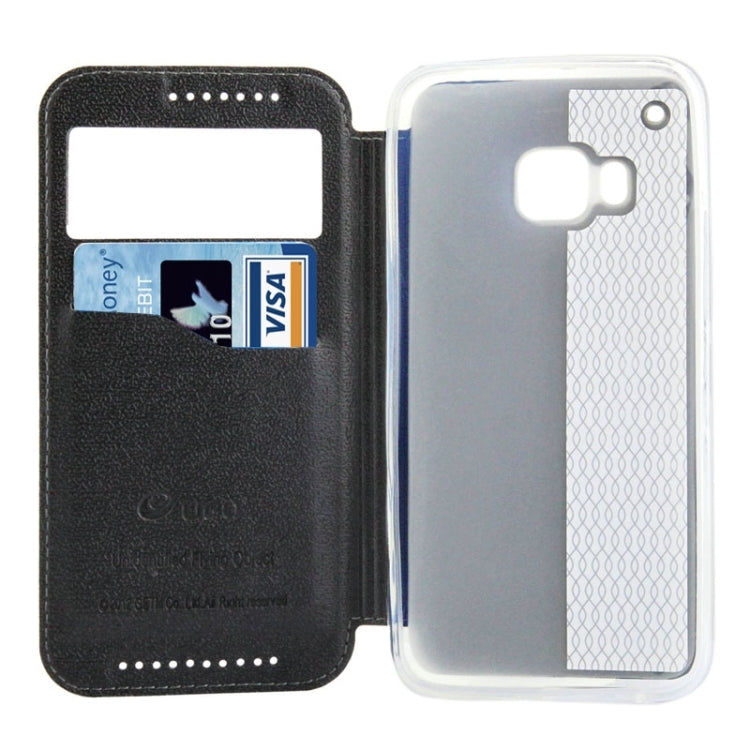 For HTC One M9 UFO Orange Peel Texture Leather Case with Holder & Card Slot & Caller ID Display