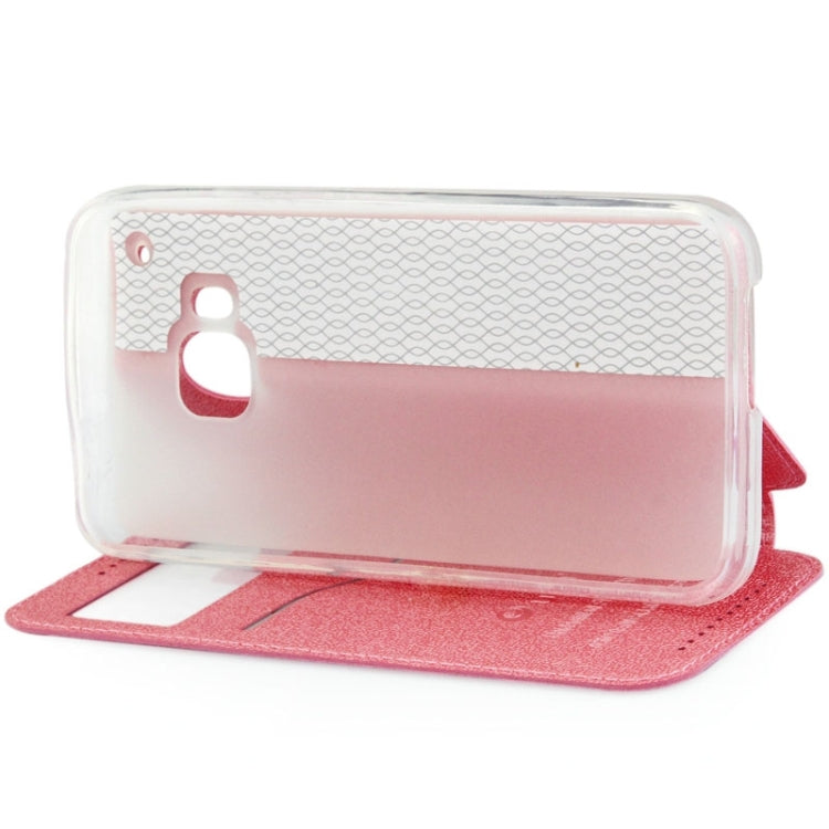 For HTC One M9 UFO Orange Peel Texture Leather Case with Holder & Card Slot & Caller ID Display