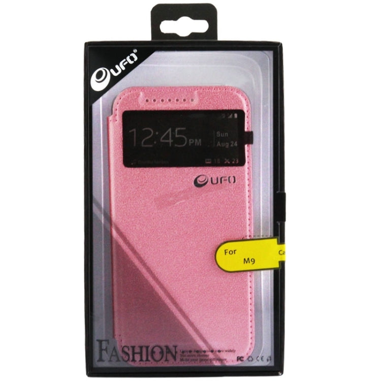 For HTC One M9 UFO Orange Peel Texture Leather Case with Holder & Card Slot & Caller ID Display