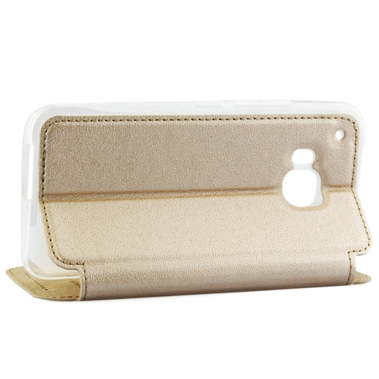 For HTC One M9 UFO Orange Peel Texture Leather Case with Holder & Card Slot & Caller ID Display