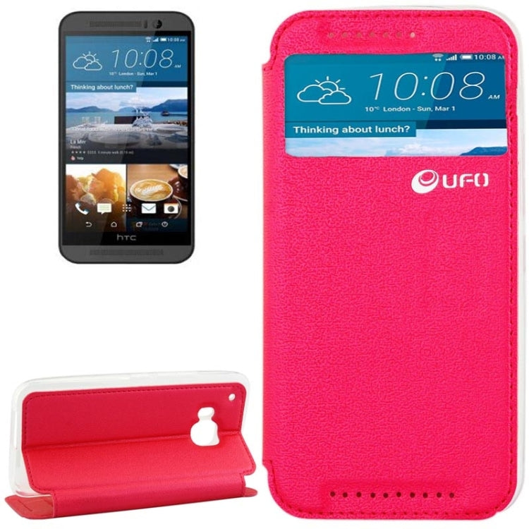 For HTC One M9 UFO Orange Peel Texture Leather Case with Holder & Card Slot & Caller ID Display