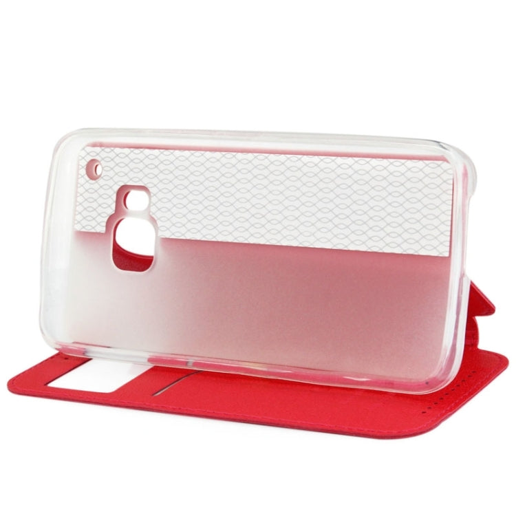 For HTC One M9 UFO Orange Peel Texture Leather Case with Holder & Card Slot & Caller ID Display