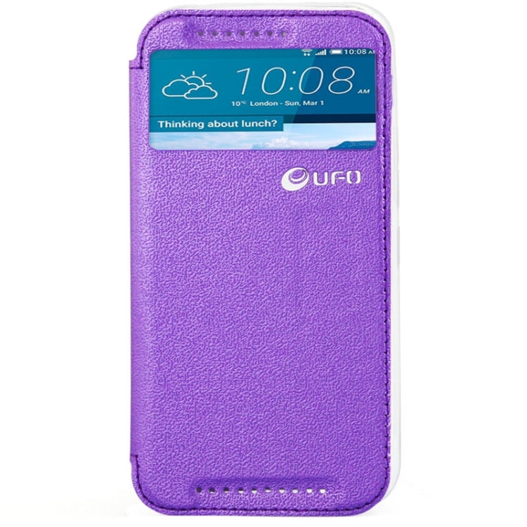 For HTC One M9 UFO Orange Peel Texture Leather Case with Holder & Card Slot & Caller ID Display