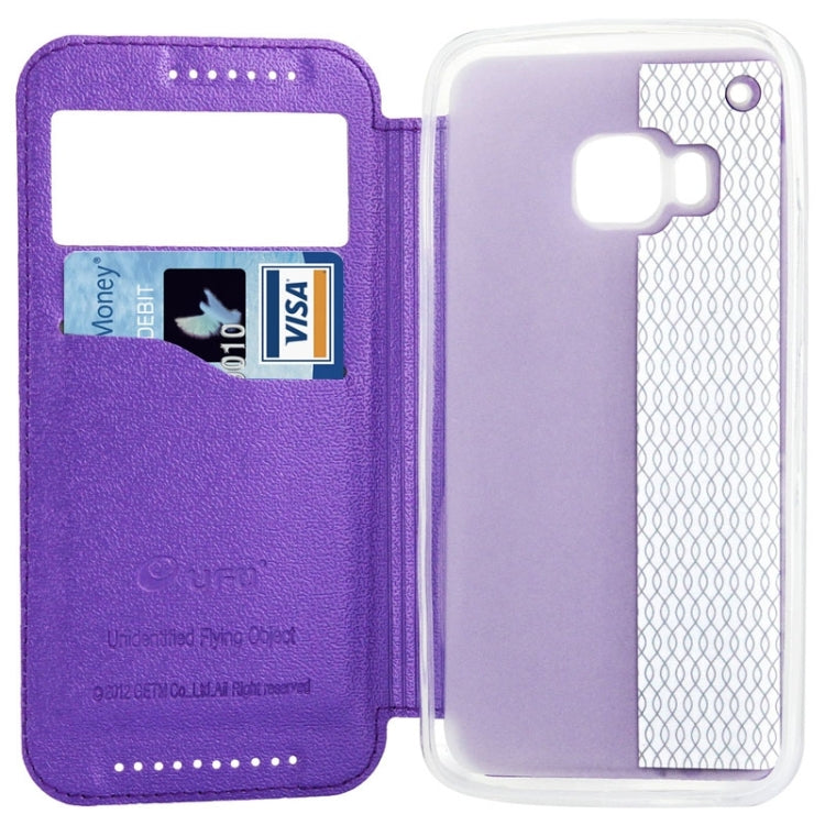 For HTC One M9 UFO Orange Peel Texture Leather Case with Holder & Card Slot & Caller ID Display