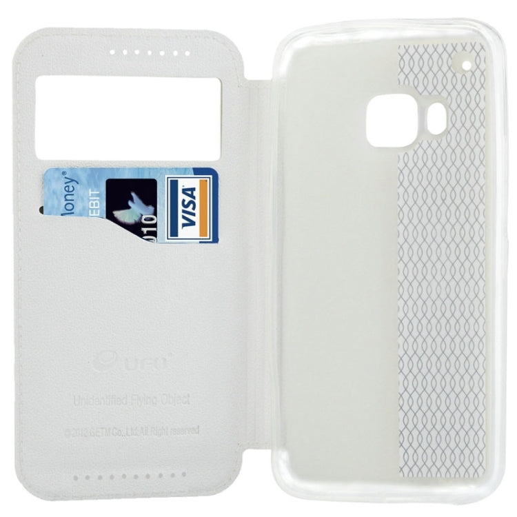 For HTC One M9 UFO Orange Peel Texture Leather Case with Holder & Card Slot & Caller ID Display