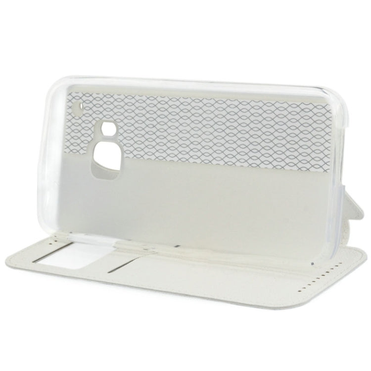 For HTC One M9 UFO Orange Peel Texture Leather Case with Holder & Card Slot & Caller ID Display