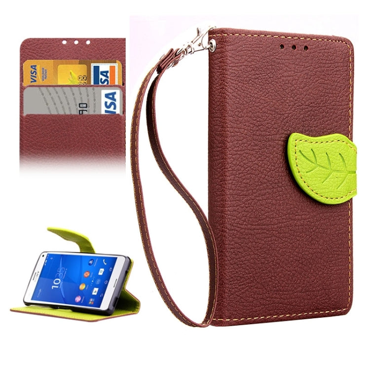 Leaf Magnetic Snap Litchi Texture Horizontal Flip Leather Case with Card Slots & Holder & Lanyard for Sony Xperia Z4 Compact