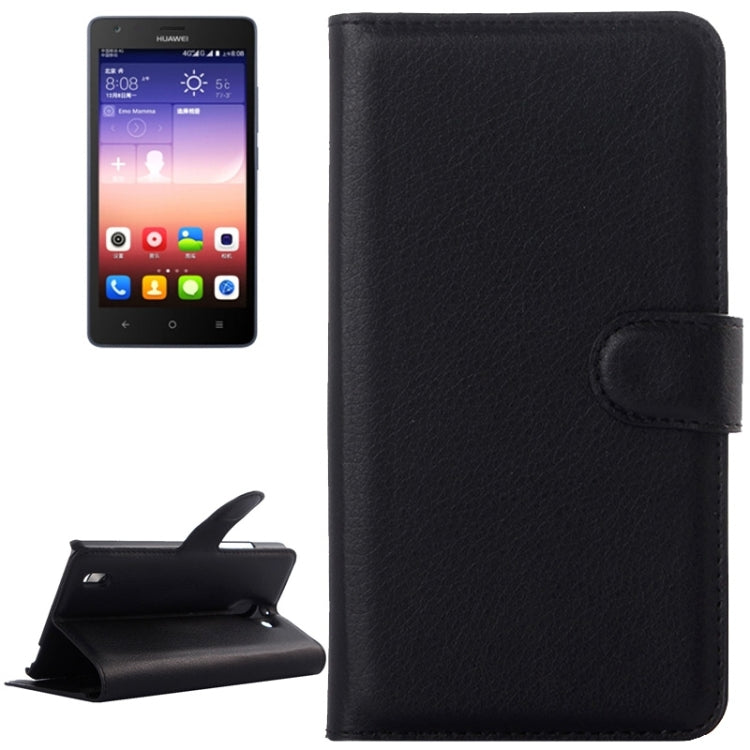 Litchi Texture Horizontal Flip Leather Case with Card Slots & Wallet & Holder for Huawei Ascend G628