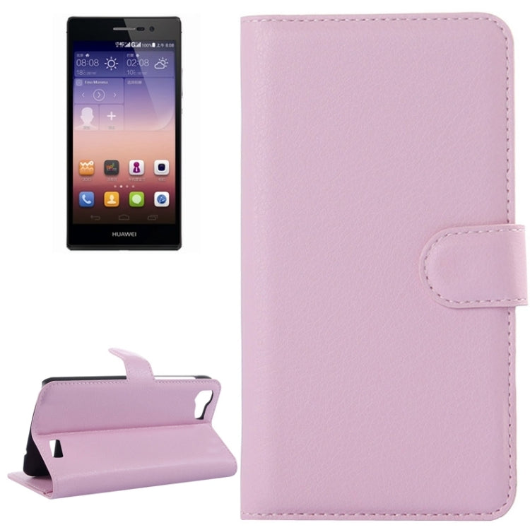 Litchi Texture Horizontal Flip Leather Case with Card Slots & Wallet & Holder for Huawei Ascend G7