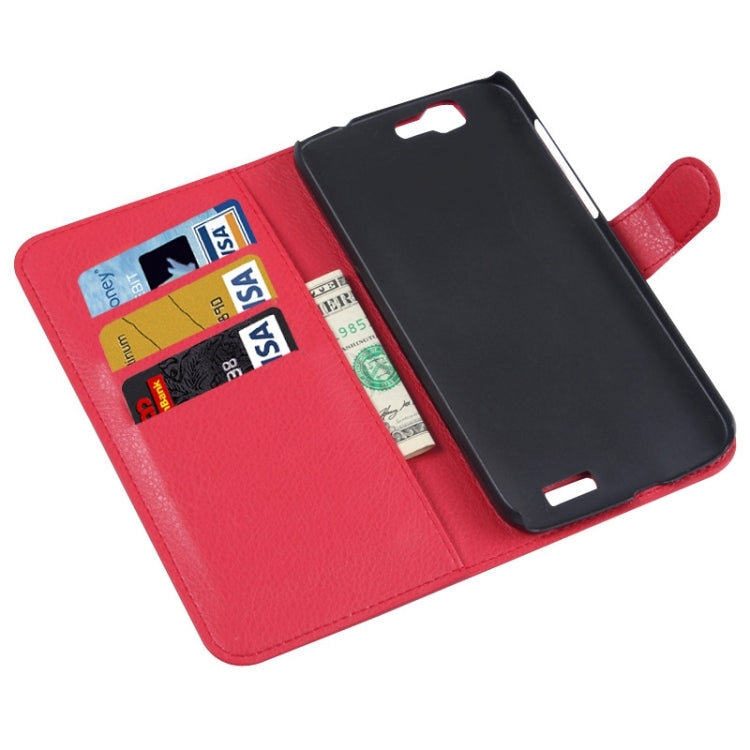 Litchi Texture Horizontal Flip Leather Case with Card Slots & Wallet & Holder for Huawei Ascend G7