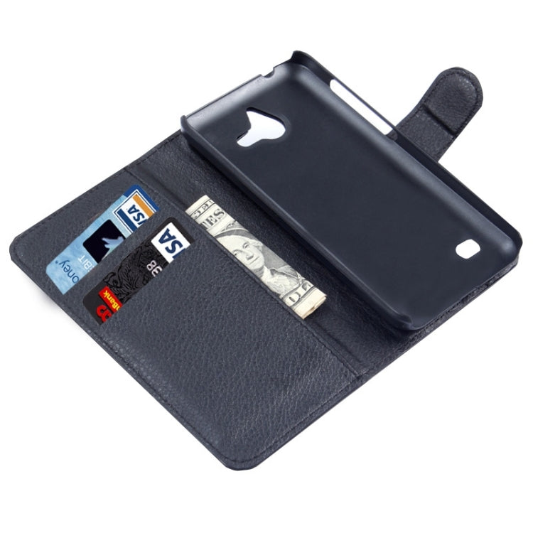 Litchi Texture Horizontal Flip Leather Case with Card Slots & Wallet & Holder for Huawei Ascend Y550