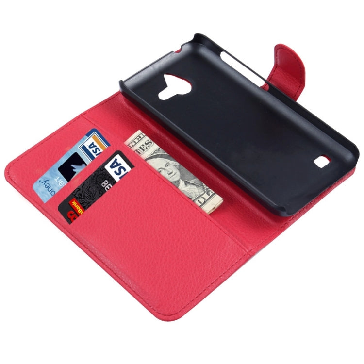 Litchi Texture Horizontal Flip Leather Case with Card Slots & Wallet & Holder for Huawei Ascend Y550