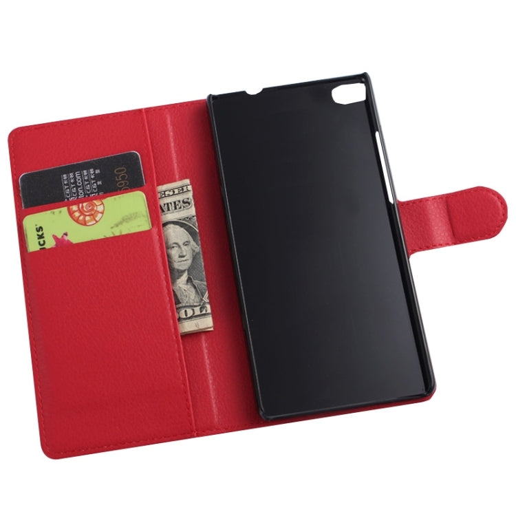 Lichee Texture Leather Case with Holder & Card Slots & Wallet for Huawei P8