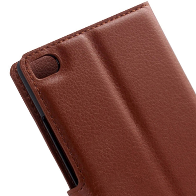 Lichee Texture Leather Case with Holder & Card Slots & Wallet for Huawei P8
