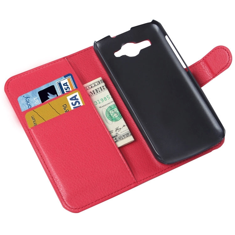 Lichee Texture Leather Case with Holder & Card Slots & Wallet for Huawei Ascend Y520