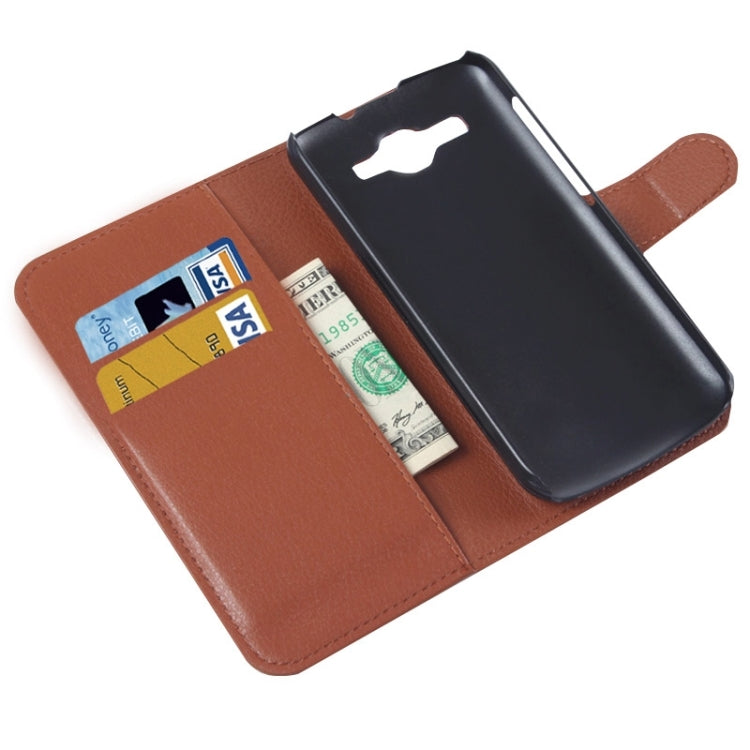 Lichee Texture Leather Case with Holder & Card Slots & Wallet for Huawei Ascend Y520