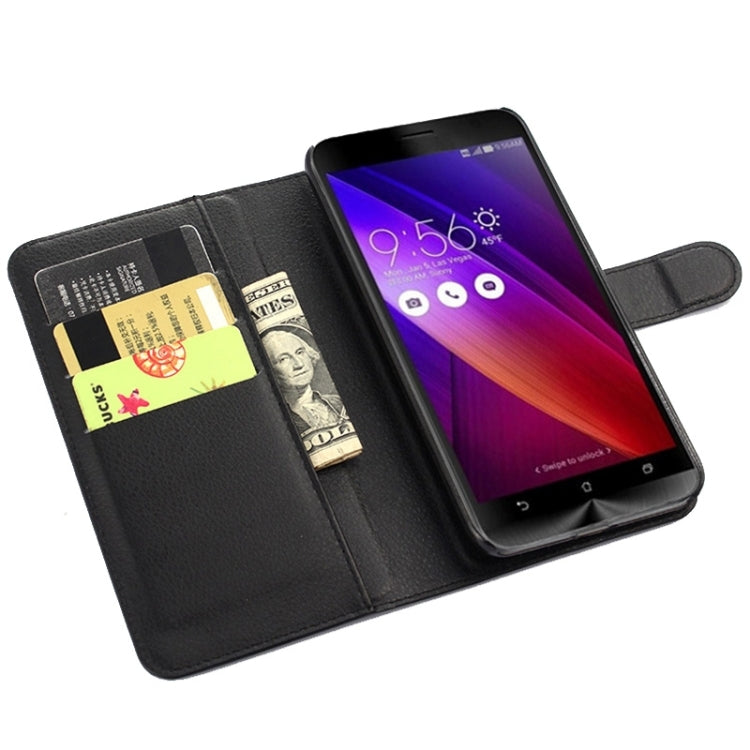 5.5 Inch Litchi Texture Leather Case with Holder & Card Slots & Wallet for Asus ZenFone 2
