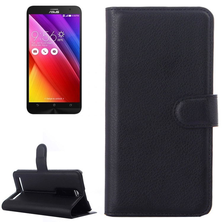 5.5 Inch Litchi Texture Leather Case with Holder & Card Slots & Wallet for Asus ZenFone 2