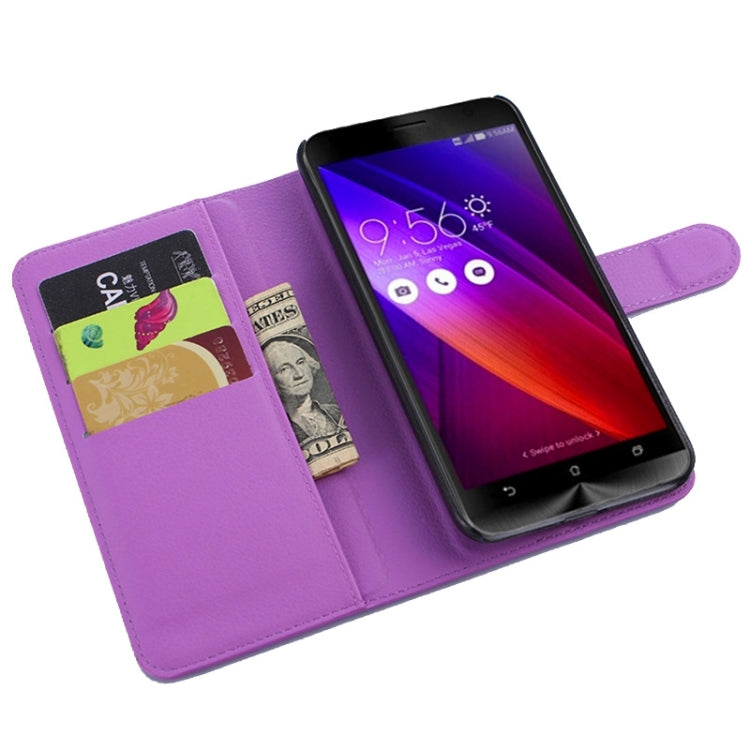 5.5 Inch Litchi Texture Leather Case with Holder & Card Slots & Wallet for Asus ZenFone 2