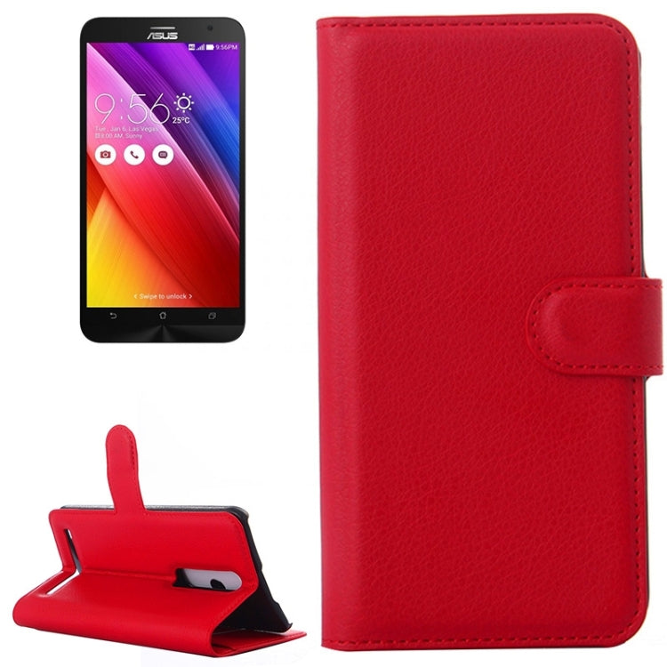 5.5 Inch Litchi Texture Leather Case with Holder & Card Slots & Wallet for Asus ZenFone 2