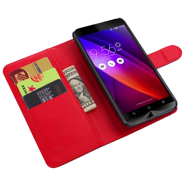 5.5 Inch Litchi Texture Leather Case with Holder & Card Slots & Wallet for Asus ZenFone 2
