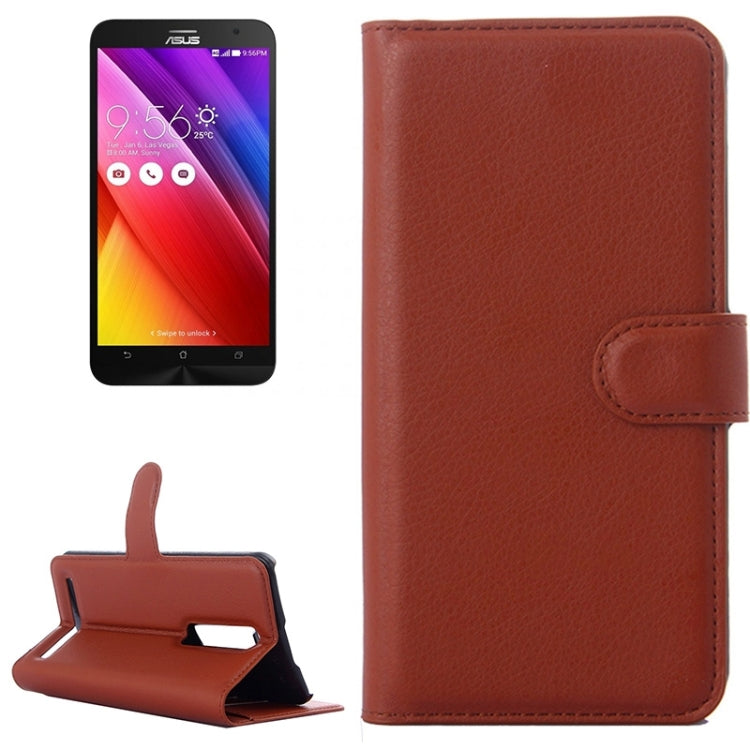 5.5 Inch Litchi Texture Leather Case with Holder & Card Slots & Wallet for Asus ZenFone 2