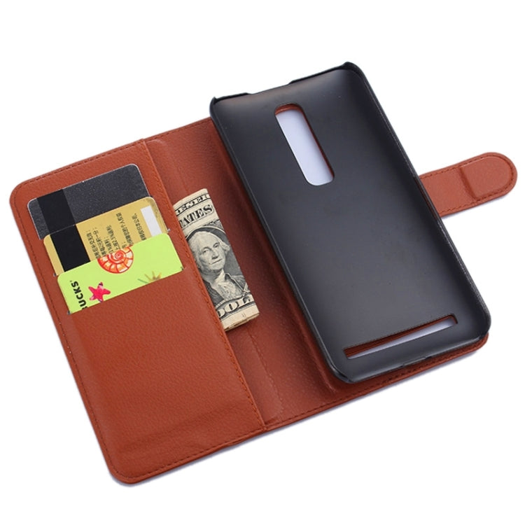 5.5 Inch Litchi Texture Leather Case with Holder & Card Slots & Wallet for Asus ZenFone 2