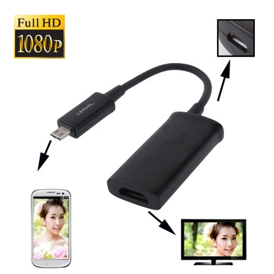 Micro USB MHL to HDMI AF Cable for Galaxy S5 / S III/ i9300 / S IV / i9500, Galaxy Note III / N9000 / Note II / N7100, Support 1080P Full HD Output (Length: 10cm)(Black)