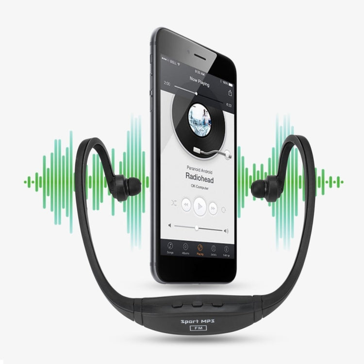 Neck-style Sport MP3 Earphone with TF Card Slot, Music Format: MP3 / WMA / WAV