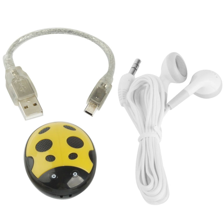 Mini Beetle Shape Card Reader MP3 Player, Support TF Card, Size: 45 x 38 x 18mm (Yellow)