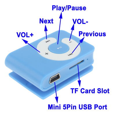 TF (Micro SD) Card Slot MP3 Player with Clip
