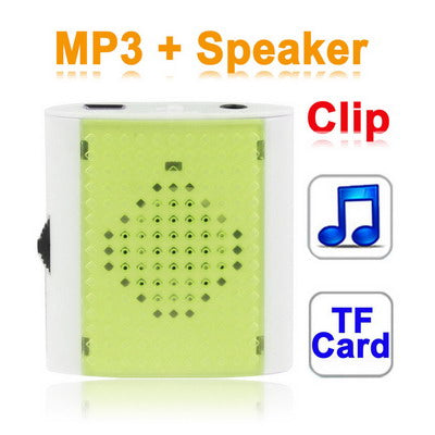 TF (Micro SD) Card Slot MP3 Player with Speaker, Clip (Light Green)
