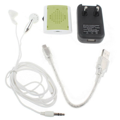 TF (Micro SD) Card Slot MP3 Player with Speaker, Clip (Light Green)