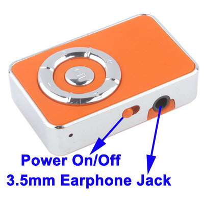 TF (Micro SD) Card Slot MP3 Player with Clip (Orange)