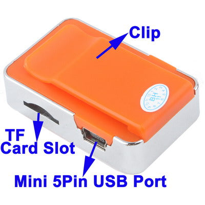 TF (Micro SD) Card Slot MP3 Player with Clip (Orange)