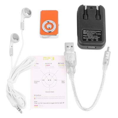 TF (Micro SD) Card Slot MP3 Player with Clip (Orange)