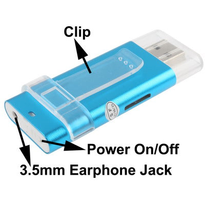 TF (Micro SD) Card Slot MP3 Player with Clip