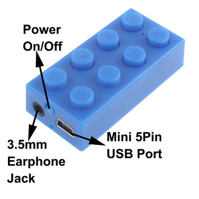Building Block Style MP3 Player with TF (Micro SD) Card Slot