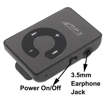 Mirror MP3 Player with TF Card Slot, Clip