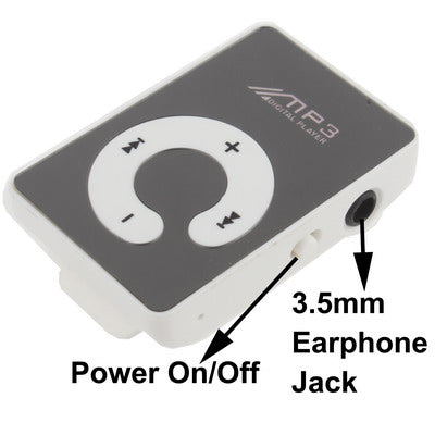 Mirror MP3 Player with TF Card Slot, Clip