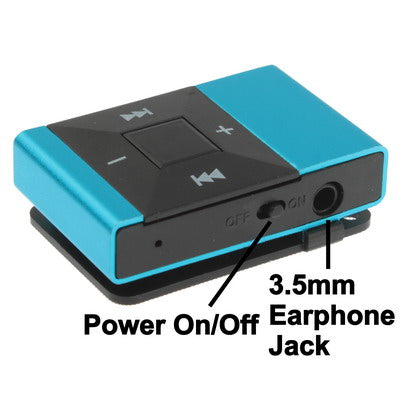 TF (Micro SD) Card Slot MP3 Player with Clip (Baby Blue)